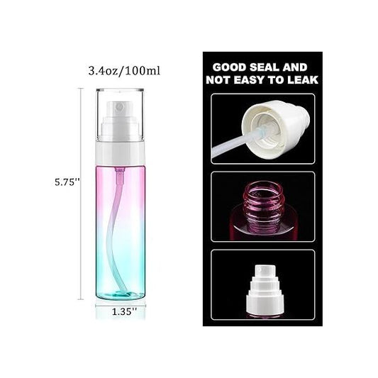 Fine Mist Spray Bottle Plastic Bottles 3.4oz/100ml 2Pack Makeup Setting TSA Approved Empty Cosmetic Refillable Travel Containers Sprayer for Water,Perfume,Essential