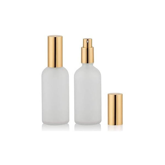Empty Frosted Glass Spray Bottle 3.4oz, Perfume Atomizer, Fine Mist (2 PACK)