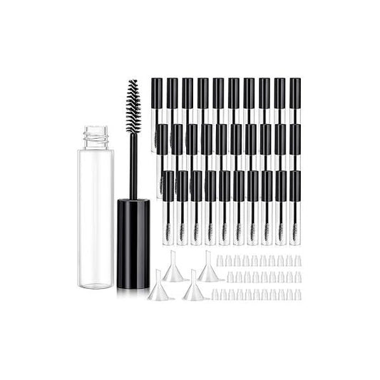 Maitys 30 Pack 10 ml Empty Mascara Tubes with Brush Wand Refillable Eyelash Cream Container Bottle Funnels Leak Stoppers for Castor Oil/eyebrow Growth Serum/coconut Oil DIY Cosmetics(Pink)