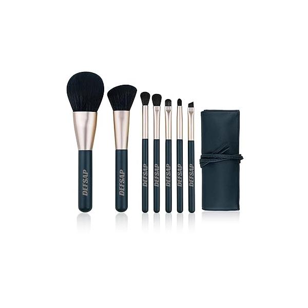 Cosmetic Makeup Brushes Set, Professional Make up Premium Brush Kit tools, Soft Synthetic Hair for Face, Cheek, & Eye Makeup, with PU Case (Dark Green,7 Pcs)