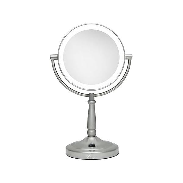 Zadro 9" Round LED Makeup Mirror with Lights and Magnification 5&10X/1X AA Battery Operated Swivel Lighted
