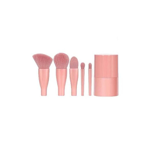 Easy-taken Travel Makeup Brush Set, COSHINE 5pcs Mini Complete Function Cosmetic Brushes Kit (5pcs with mirror)