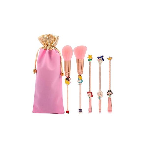 Snow White and Mermaid Makeup Brushes - Novelty Designed Classic Tales Theme Brush Set for Girls, Kawaii MakeupTool Gift Women (NEW Pink)