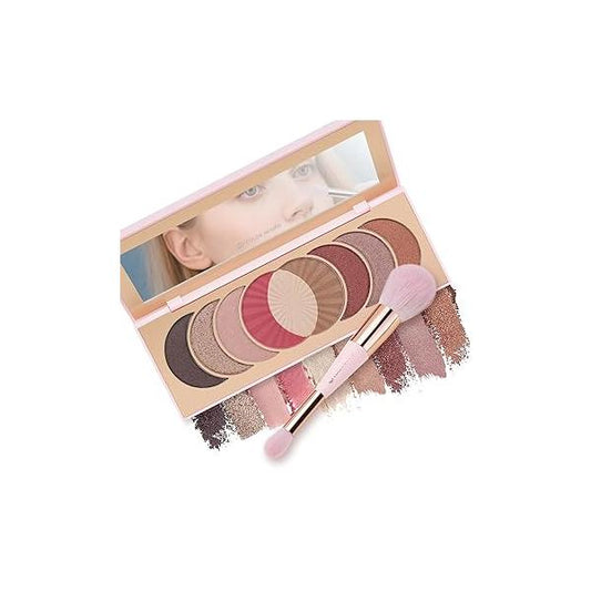 Color Nymph Naked Eyeshadow & Blush Palette Set丨Highly Pigmented Highlighter Bronzer Makeup Palettes丨Travel Friendly Shimmer Powder Face Pallet