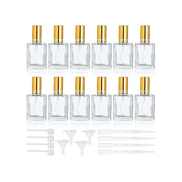 YU FENG 12pcs Glass Bottle Perfume Atomizer Refillable Spray Empty Bottles Fine Mist Cosmetic Container for Travel,10ml