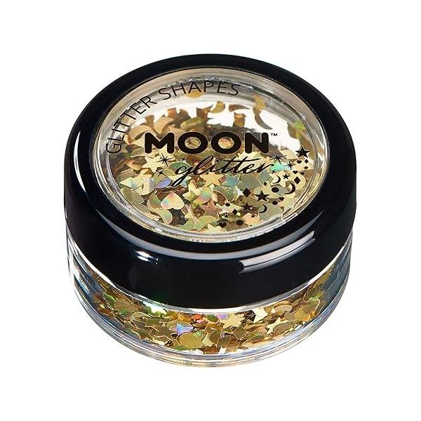Holographic Glitter Shapes 100% Cosmetic for Face, Body, Nails, Hair and Lips - 0.10oz Silver