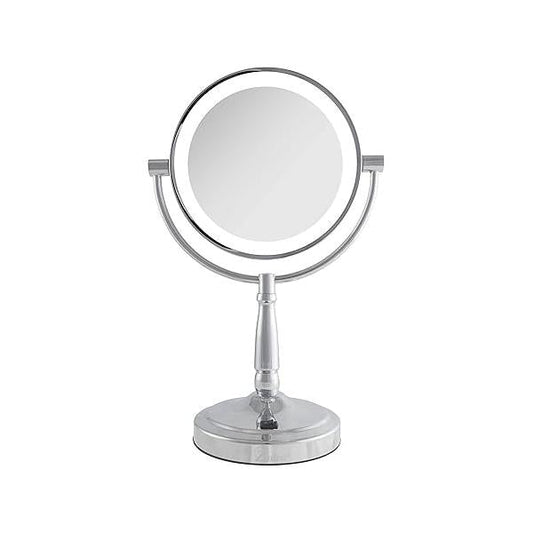 Zadro 9" Round LED Makeup Mirror with Lights and Magnification 5&10X/1X AA Battery Operated Swivel Lighted