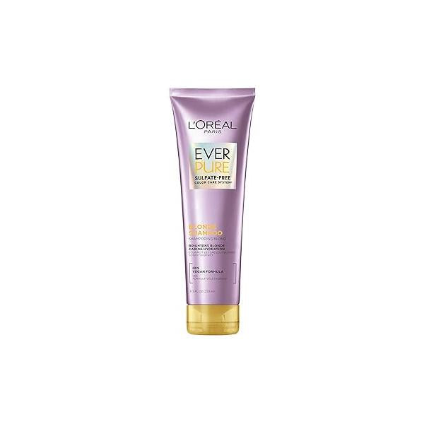 L'Oreal Paris Blonde Sulfate Free Shampoo for Color-Treated Hair, Neutralizes Brass + Balances, EverPure, 8.5 Fl Oz (Packaging May Vary)