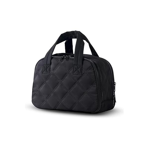 Travel Toiletry Bag - Large Lightweight Makeup for Women, Wide-open Puffy Cosmetic Organizer with Dry-Wet Separation, Luggage Strap & Handle Easy Travel, Gym, Essentials (WHITE)