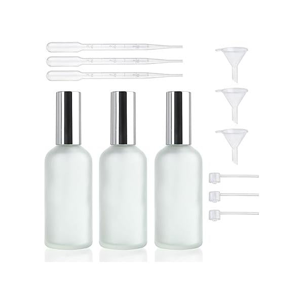YU FENG 2 Pack Refillable Glass Spray Perfume Bottles 100ml / 3.4 oz Cosmetic Fine Mist Atomizer Bottle Empty Portable Clear Essential Oil Container for Travel