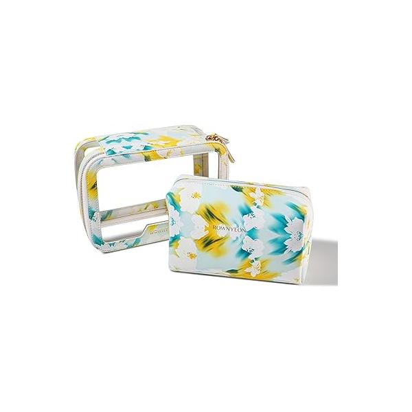 ROWNYEON Clear Makeup Case Toiletry Bag Multipurpose Travel Train Portable Cosmetic Organizer Transparent Storage