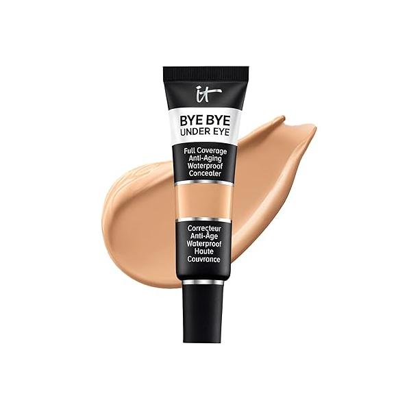 IT Cosmetics Bye Under Eye Concealer - Waterproof Full Coverage For Dark Circles, Fine Lines, Redness & Discoloration, Formulated with Hyaluronic Acid, Natural Finish - 0.4 fl oz
