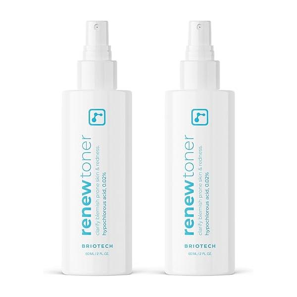 BRIOTECH Skin Renew Toner, Hypochlorous Acid Spray Topical for Face and Skin, Minimize Appearance of Blemishes, Soothing Mist Redness & Bumps, 4 fl oz