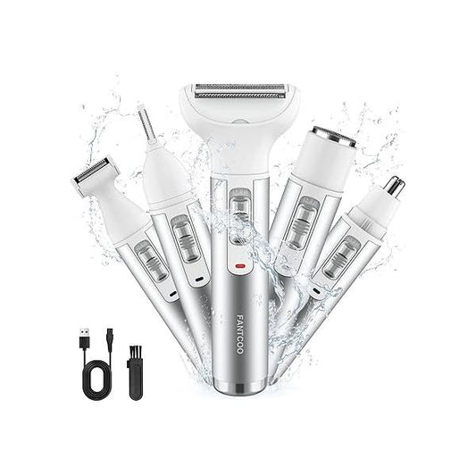Electric Razor for Women Lady Shaver Hair Trimmer Face Nose Eyebrow Beard Moustache Arm Leg Armpit Bikini Painless Rechargeable Portable 5 in 1 Body Shavers Set