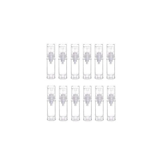 erioctry 12Pcs 15ML Empty Refillable Cosmetic Containers Cream Lotion Bottles Portable Clear Plastic Airless Vacuum Pump Bottle Sample Packing Toiletries Liquid Storage Vial Jars