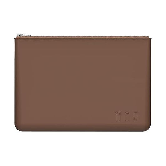 FERYES Silicone Makeup Brush Bag - Elegant Cosmetic Brushes Pouch with YKK Zipper, Travel Tools Organizer -Khaki