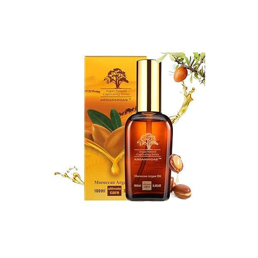 Hair Oils, Moroccan Argan Oil for and Face Skin Moisturizer, Leave Soft & Shiny, Treatment oil Men Women Dry Damaged Frizzy Hair, 3.4 Fl Oz