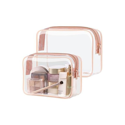 PACKISM Clear Makeup Bag - 2 Packs TSA Approved Toiletry for Women Quart Size Travel Approved, Bags Traveling