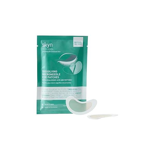 skyn ICELAND Dissolving Microneedle Under Eye Patches with 39% Hyaluronic Acid & Peptides No-Slip Masks for Firming Wrinkles Fine Lines, 3 Pairs