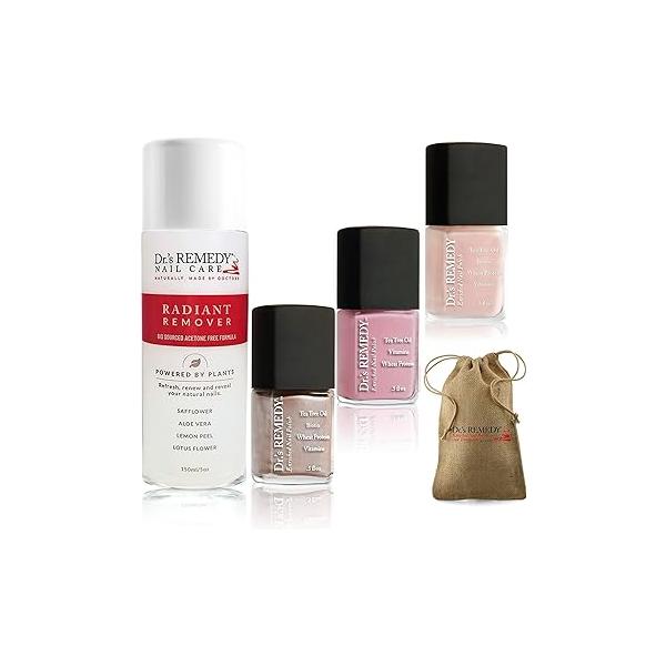Dr’s Remedy 3 Pack Nail Polish Treatment Kit, RESTORATIVE Trio, Non Toxic and Organic All Natural Enriched Strengthener - CARESS Cuticle Oil/Hydration Treatment/TOTAL Two-in-One