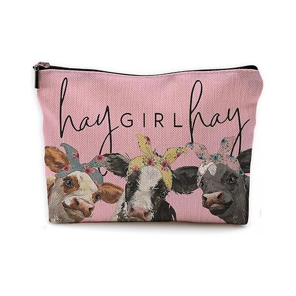 Cow Print Stuff - Western Makeup Bag, Bags For Women, Black Cosmetic Bag