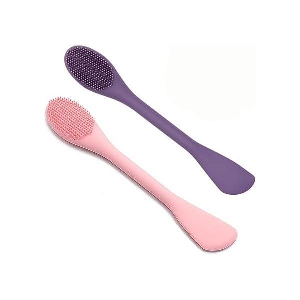 Silicone Face Mask Applicator Brush,Soft DIY Skincare Tools,Scrubber Exfoliator,Facial Cleansing Brush for Deep Gentle Exfoliating (Orange/Green)