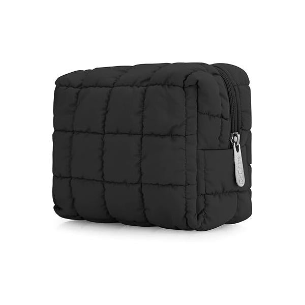 E-Tree Cute Makeup Bag,Quilted Cosmetic Bag,Make up Pouch for Purse,Toiletry Zipper Pouch,Checkered Bag,Travel Case,Storage Pouches Organization (Green)