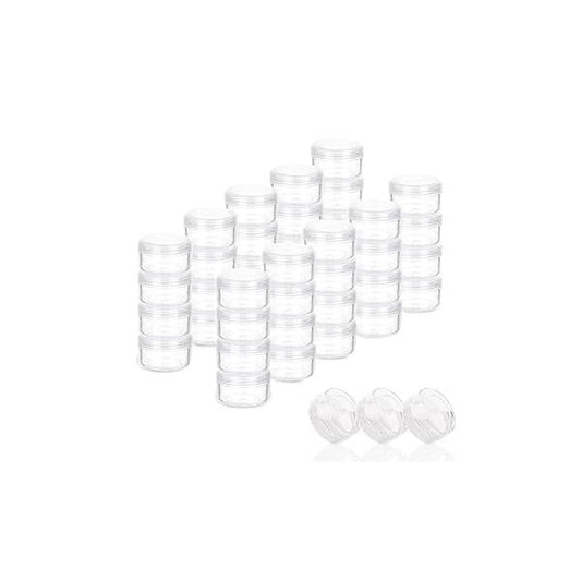 ZEJIA 5 Gram Sample Containers with Lids, Mini Makeup Containers, Empty Plastic Travel Cosmetic Labels(50 Count, Clear Lid)