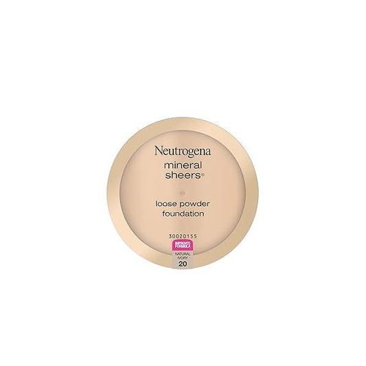 Neutrogena Mineral Sheers Lightweight Loose Powder Makeup Foundation with Vitamins A, C, & E, Sheer to Medium Buildable Coverage, Skin Tone Enhancer, Face Redness Reducer, Natural Ivory 20,.19 oz