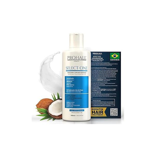 Brazilian Keratin Hair Treatment Blowout Complex Formaldehyde Free-PROHALL SELECT ONE 3.4oz (Pack of 2)-Keratina Queratina Brasileña Para Alisar el Pelo Sin Formol-Protein