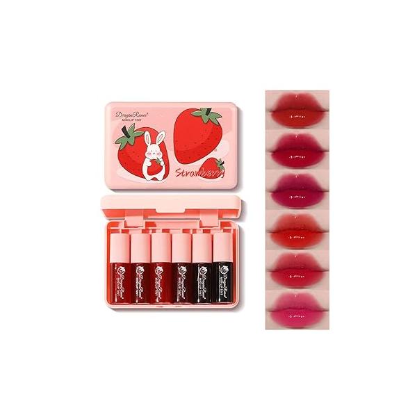 Miniling 6-Color Korean Lip Tint Set - Watery, Velvet Matte Lipsticks for Lips and Cheeks Long-Lasting, Non-Stick, Shimmery