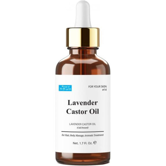 Lavender Castor Oil 1.7 fl. oz. Dropper, Cold Pressed, for Hair, Lashes, and Brows Growth Thickening, Massage Oil, Cosmetic use. Essential Blended. with an Empty Plastic Bottle.