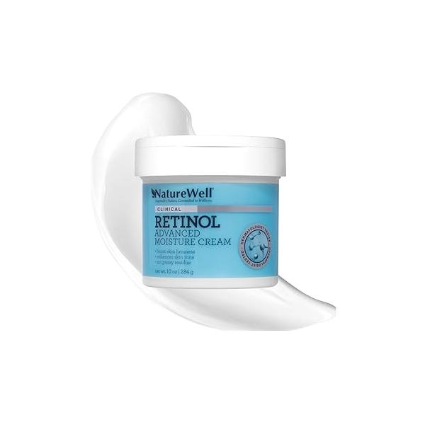 NATURE WELL Clinical Rejuvenate & Tone Retinol Intense Moisture Cream 2.0 for Face, Body, Hands, Anti-Aging, Targets Discoloration, Wrinkles, Sun Damage, Crepey, Sagging Skin, 16 Oz