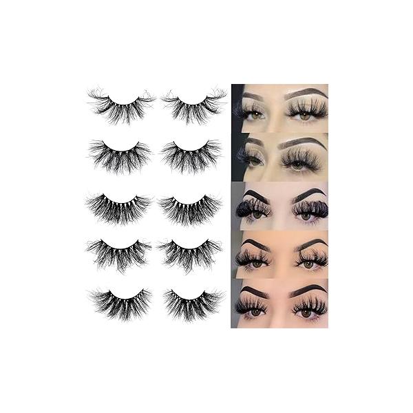 Mink Lashes 25mm Fluffy Yasnai Eyelashes Real 5 Pairs Pack 9D Dramatic Long 25 mml EyeLashes Wholesale