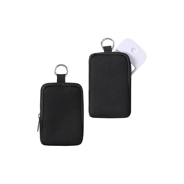 uekeboag 2Pcs Small Soft Neoprene Pouch with Zipper, Mini Portable Makeup Bag,Fashion Accessory Snap Hook,Coin Purse Lipstick Cosmetic Travel Organizer(Black and Lilac)