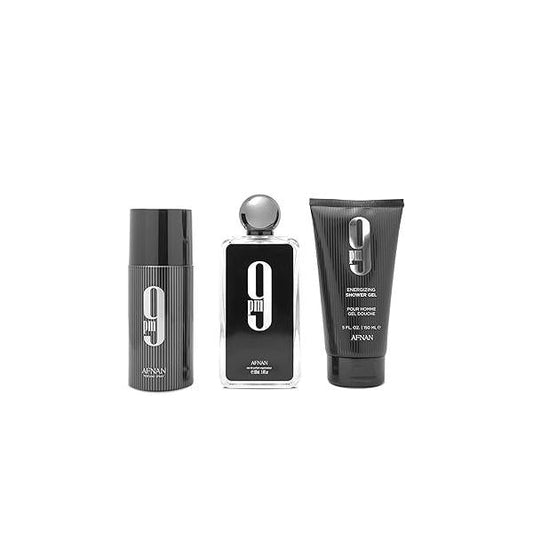 Afnan 9 PM Luxury Perfume Gift Set - Eau De Parfum (3.4 Oz), Deodorant (5.0 Shower Gel (6.7 Oz)
