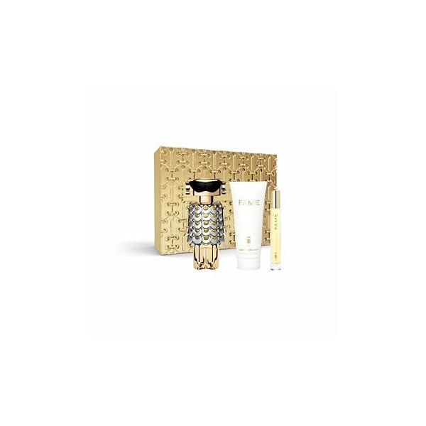 Fame by Paco Rabanne for Women - 3 Pc Gift Set 2.7 oz EDP Spray, 0.34oz 3.4oz Body Lotion
