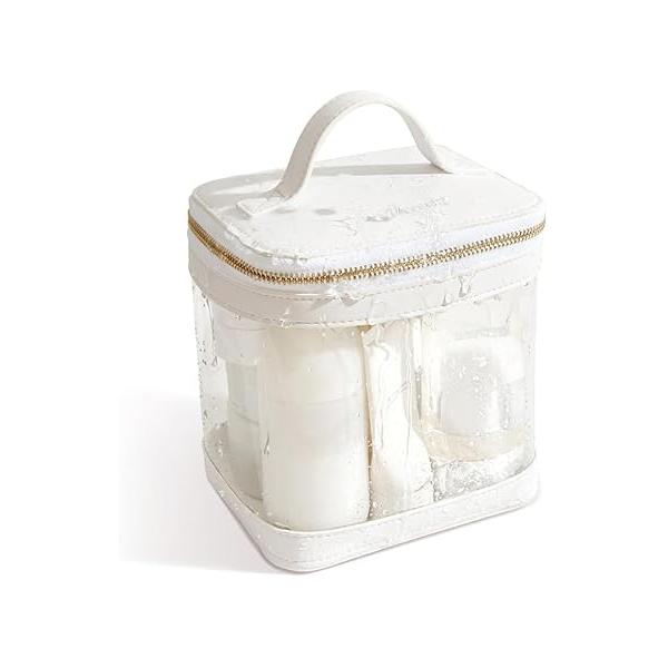 ROWNYEON Clear Makeup Case Toiletry Bag Multipurpose Travel Train Portable Cosmetic Organizer Transparent Storage