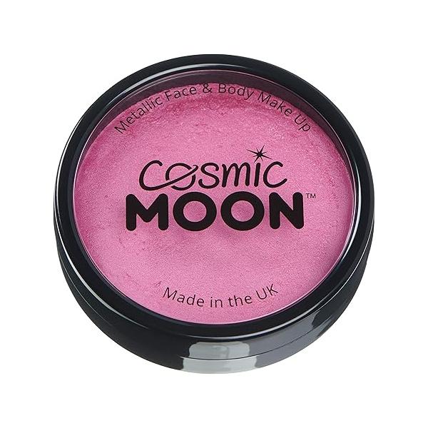 Metallic Pro Face & Body Paint Cake Pots by Cosmic Moon - Silver Professional Water Based Makeup for Adults, Kids 1.26oz