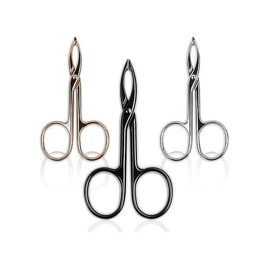 Facial Hair Removal Kit - 3 Piece Set with Eyebrow Tweezers, Scissor Tweezers for Wig Plucking & Care (3 Colors)