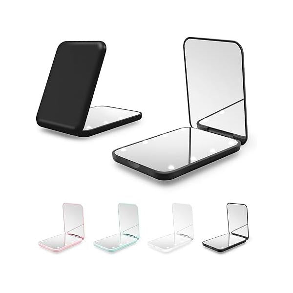 Compact Mirror, 1X/3X Magnification LED Pocket Mirror with Nternal BIattery, Mini for Purse, Pocket,Travel and Present (White)