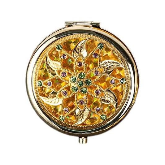 TANG SONG 1PC Vintage Butterfly Patterns Pattern Cosmetic Makeup Pocket Purse Magnification Jewel Mirror (Golden)
