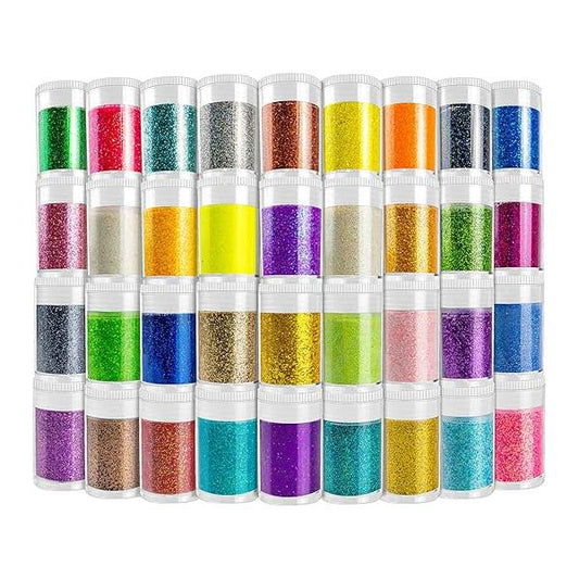 Ultra Fine Glitter 45 Colors Set, Holographic Powder for Tumblers, Arts and Craft Glitter, Iridescent Epoxy Resin, Cosmetic Body Nail Face Hair Eyeshadow Makeup