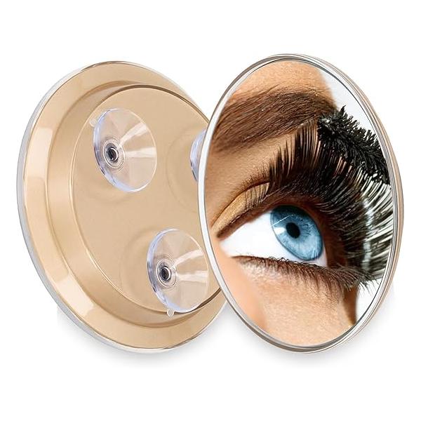 Yunir 30X Makeup Magnifying Mirror, 6inch Travel Portable Magnified Mirror with 3 Mounting Suction Cups, Mini Wall Mounted Cosmetic for Makeup, Shaving, Deep Cleaning (Gold)