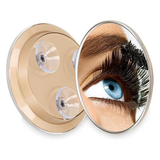 Yunir 30X Makeup Magnifying Mirror, 6inch Travel Portable Magnified Mirror with 3 Mounting Suction Cups, Mini Wall Mounted Cosmetic for Makeup, Shaving, Deep Cleaning (Gold)