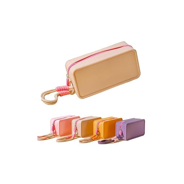 Travistar Silicone Travel Makeup Bag - Large Capacity Make Up Pouch Organizer Waterproof Toiletry Portable Cosmetic Cute Womens Brush Holder with Zipper Closure Blue