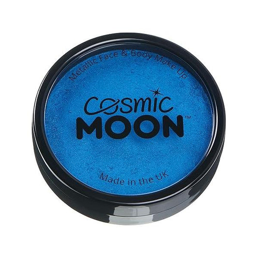 Metallic Pro Face & Body Paint Cake Pots by Cosmic Moon - Silver Professional Water Based Makeup for Adults, Kids 1.26oz