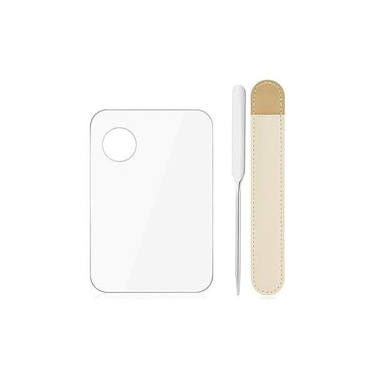 Acrylic Cosmetic Makeup Palette, Mixing Tray with Spatula&Leather Case, Professional Palette for Beauty Salon Eye Shadow/Lipsticks/Nail Art/Foundation