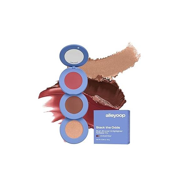 Alleyoop Stack The Odds - Stackable Makeup Palette Cream Blush, Contour, Bronzer & Highlighter Blendable Make up Natural, Glowy Finish Compact for Travel, Sassy Pants