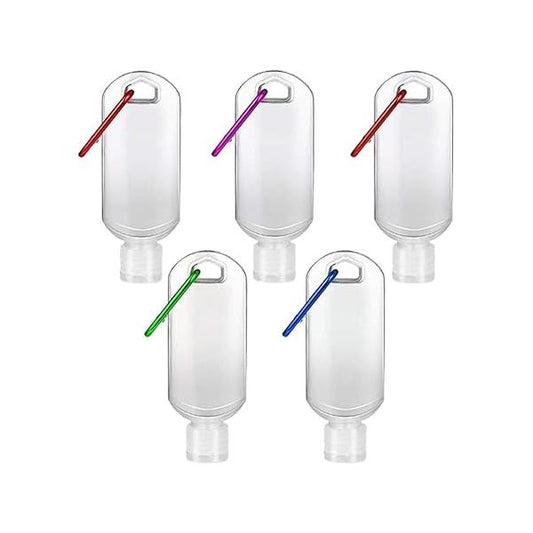 Refillable Travel Bottles Containers with-Clip - XMWangzi, with Filp or Nozzle, Empty Plastic Bottles, Filled Cosmetic Oil Hand Sanitizer, Suitable for Home Office Outdoor (5 PCs)